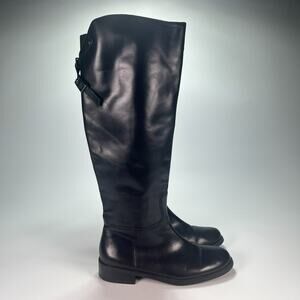 Vince Camuto VC-Kadia Black Block Heel Leather Tall Riding Boots Women’s Size 7M